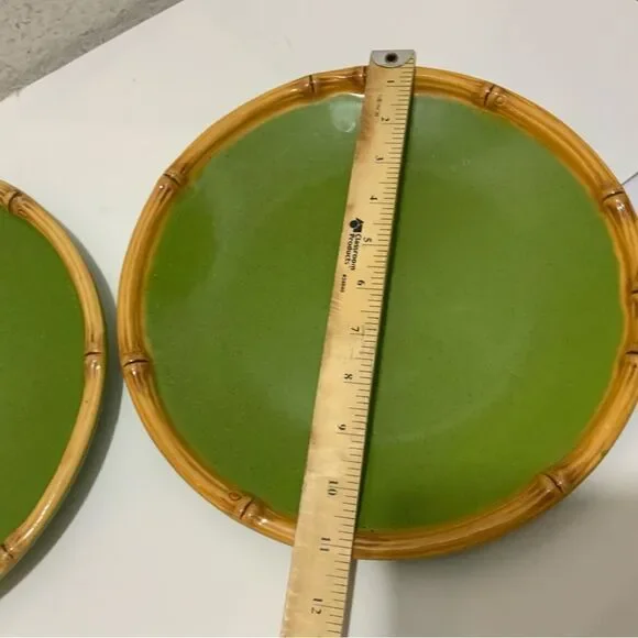 Set of (2) - Target Ipanema Bamboo - 11" Green Round Dinner Plates - G17